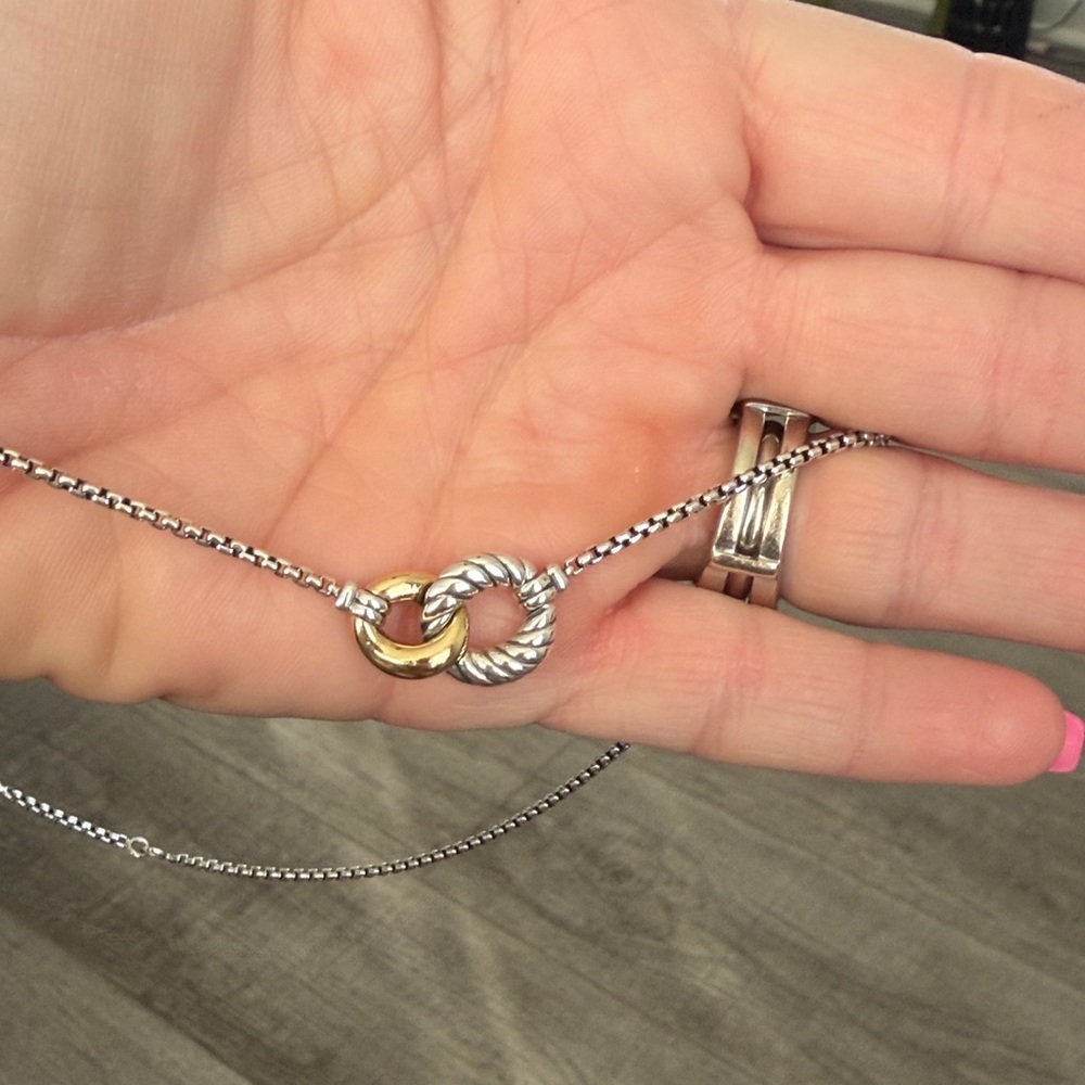 Authentic David Yurman Silver and Gold Interlocking Necklace
